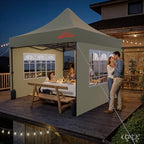 10x10 Heavy Duty Commercial Pop Up Canopy with Sidewalls, Khaki in Khaki, alternate view 2