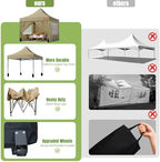 10x10 Heavy Duty Commercial Pop Up Canopy with Sidewalls, Khaki in Khaki, alternate view 7