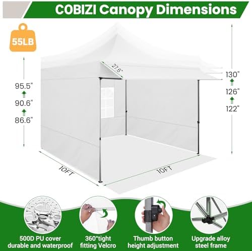 10x10 Heavy Duty Pop Up Canopy Easy Up Commercial Event Tent, White in White, alternate view 3