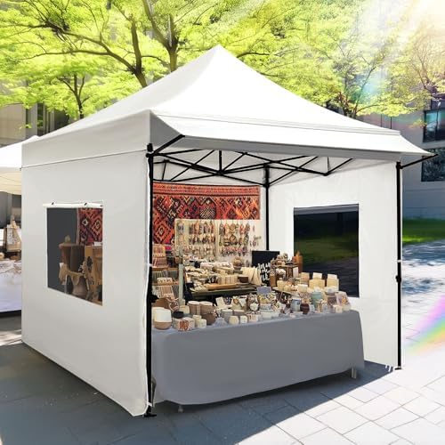 10x10 Heavy Duty Pop up Canopy Tent with 3 Removable Sidewalls