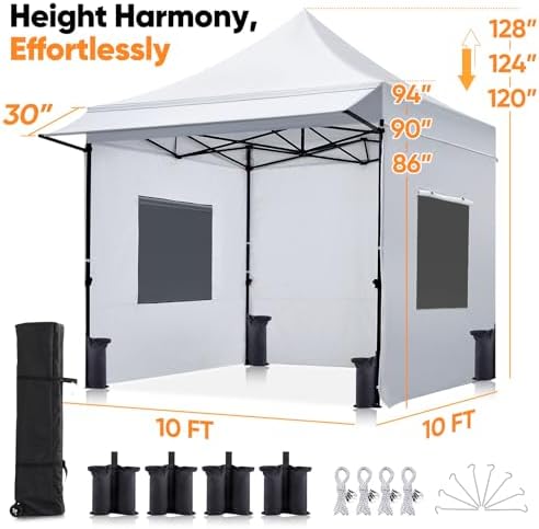 10x10 Heavy Duty Pop up Canopy Tent with 3 Removable Sidewalls, alternate view 2