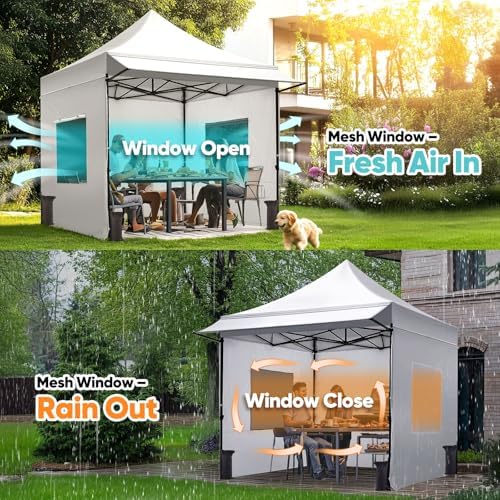 10x10 Heavy Duty Pop up Canopy Tent with 3 Removable Sidewalls, alternate view 4