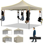 10x10 Heavy Duty Pop up Canopy Tent with 4 Removable Sidewalls