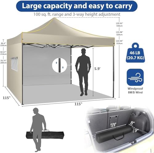 10x10 Heavy Duty Pop up Canopy Tent with 4 Removable Sidewalls, alternate view 2