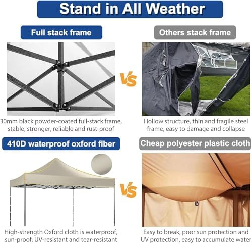10x10 Heavy Duty Pop up Canopy Tent with 4 Removable Sidewalls, alternate view 4