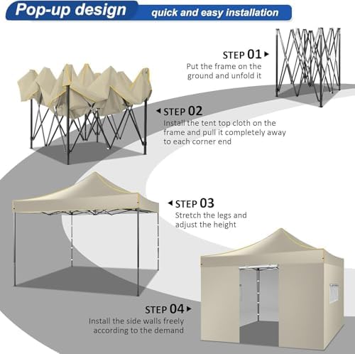 10x10 Heavy Duty Pop up Canopy Tent with 4 Removable Sidewalls, alternate view 5