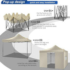 10x10 Heavy Duty Pop up Canopy Tent with 4 Removable Sidewalls, alternate view 5
