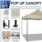 10x10 Heavy Duty Pop up Canopy Tent with 4 Removable Sidewalls, alternate view 6