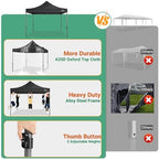 10x10 Heavy Duty Pop Up Canopy Tent with 4 Sidewalls, Black in Black, alternate view 5