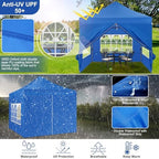 10x10 Heavy Duty Pop Up Canopy Tent with 4 Sidewalls, Blue in Blue, alternate view 5