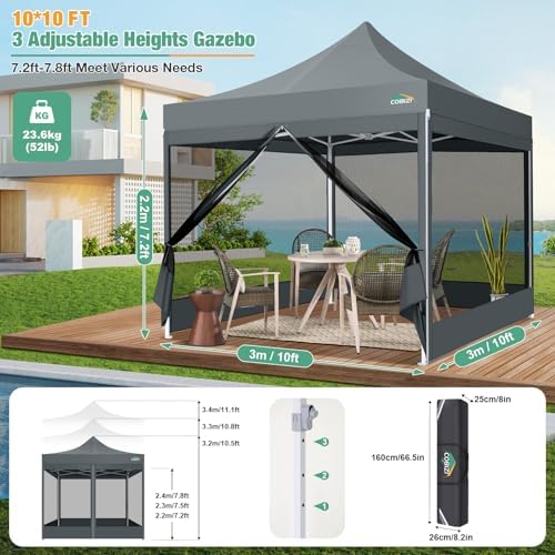 10x10 Heavy Duty Pop Up Canopy Tent with Mosquito Netting Sidewalls, alternate view 3