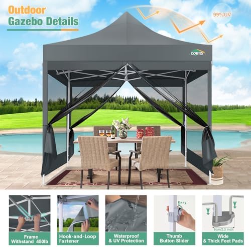 10x10 Heavy Duty Pop Up Canopy Tent with Mosquito Netting Sidewalls, alternate view 4