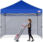 10x10 Heavy Duty Pop up Canopy Tent with Sidewalls, Blue in Blue