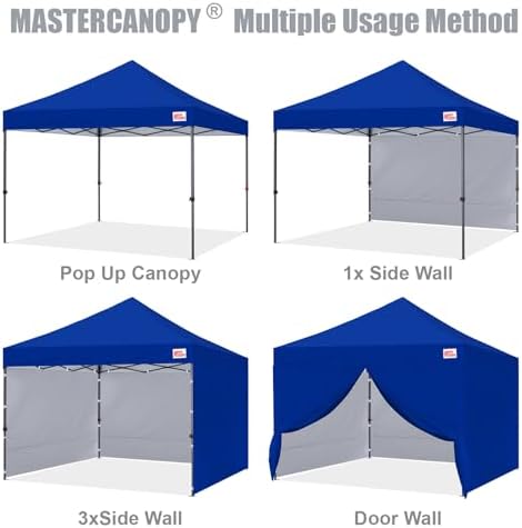 10x10 Heavy Duty Pop up Canopy Tent with Sidewalls, Blue in Blue, alternate view 4