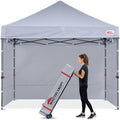 10x10 Heavy Duty Pop up Canopy Tent with Sidewalls, Grey in Grey