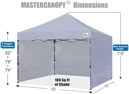 10x10 Heavy Duty Pop up Canopy Tent with Sidewalls, Grey in Grey, alternate view 2