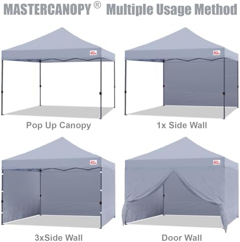 10x10 Heavy Duty Pop up Canopy Tent with Sidewalls, Grey in Grey, alternate view 4