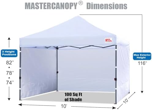 10x10 Heavy Duty Pop up Canopy Tent with Sidewalls, White in White, alternate view 2