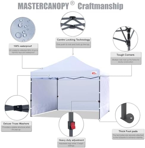10x10 Heavy Duty Pop up Canopy Tent with Sidewalls, White in White, alternate view 3