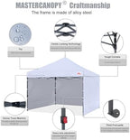 10x10 Heavy Duty Pop up Canopy Tent with Sidewalls, White in White, alternate view 5