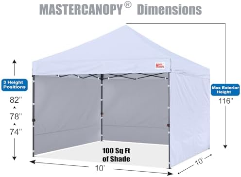 10x10 Heavy Duty Pop up Canopy Tent with Sidewalls, White in White, alternate view 6