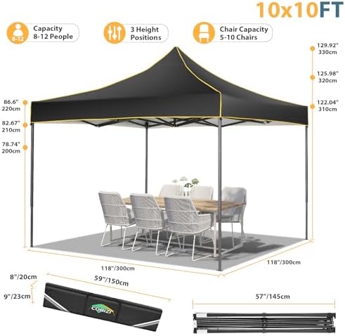 10x10 Heavy Duty Pop up Canopy with 4 Sidewalls, Commercial Canopy, Black in Black, alternate view 2