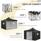 10x10 Heavy Duty Pop up Canopy with 4 Sidewalls, Commercial Canopy, Black in Black, alternate view 7