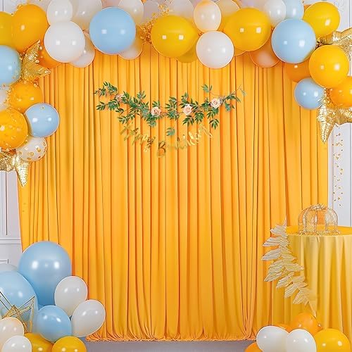 10x10 Marigold Backdrop Curtain for Parties Wrinkle Free Orange Photo Curtains Backdrop Drapes Fabric Decoration