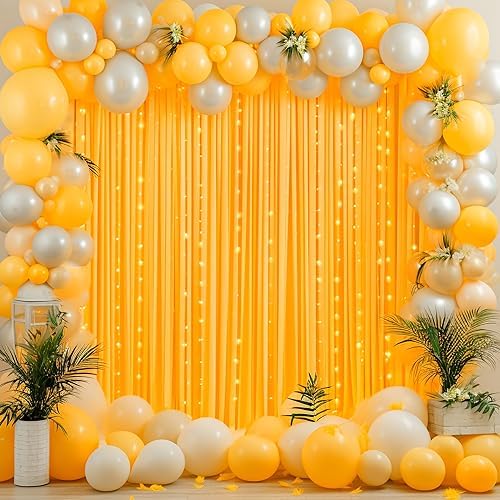10x10 Marigold Backdrop Curtain for Parties Wrinkle Free Orange Photo Curtains Backdrop Drapes Fabric Decoration, alternate