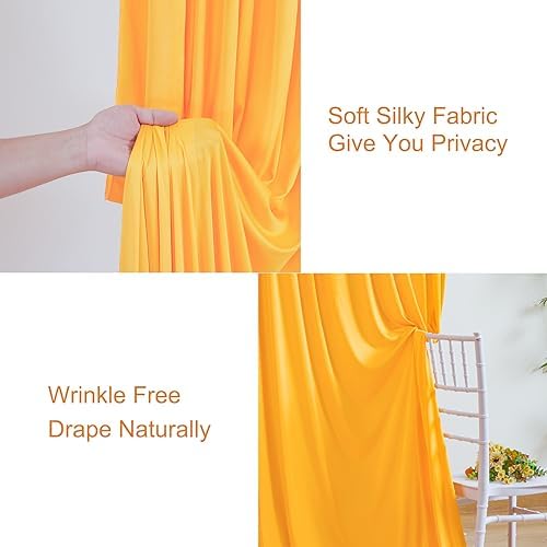 10x10 Marigold Backdrop Curtain for Parties Wrinkle Free Orange Photo Curtains Backdrop Drapes Fabric Decoration, alternate