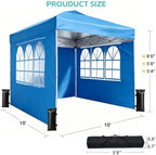 10x10 One Push Pop Up Canopy Tent with Vented Roof, Blue in Blue, alternate view 2