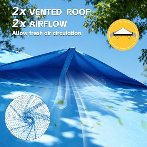 10x10 One Push Pop Up Canopy Tent with Vented Roof, Blue in Blue, alternate view 3