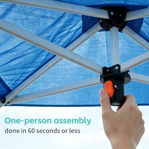 10x10 One Push Pop Up Canopy Tent with Vented Roof, Blue in Blue, alternate view 5