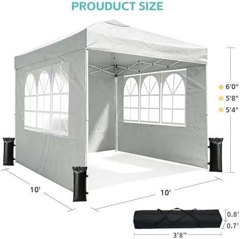 10x10 One Push Pop Up Canopy Tent with Vented Roof, Gray in Gray, alternate view 2