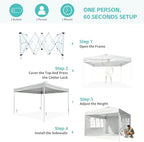 10x10 One Push Pop Up Canopy Tent with Vented Roof, Gray in Gray, alternate view 6