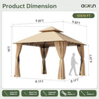 10x10 Outdoor Gazebo with Hanging Light, Beige in Beige, alternate view 2