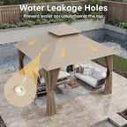 10x10 Outdoor Gazebo with Hanging Light, Beige in Beige, alternate view 6
