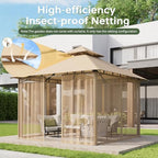 10x10 Outdoor Gazebo with Hanging Light, Beige in Beige, alternate view 7