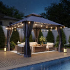 10x10 Outdoor Gazebo with Hanging Light, Blue in Blue