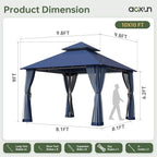 10x10 Outdoor Gazebo with Hanging Light, Blue in Blue, alternate view 2