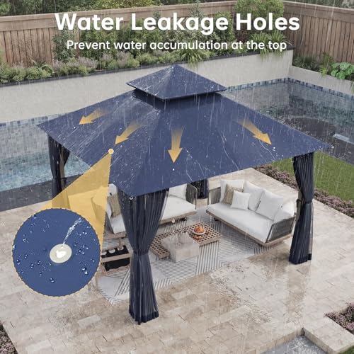 10x10 Outdoor Gazebo with Hanging Light, Blue in Blue, alternate view 4