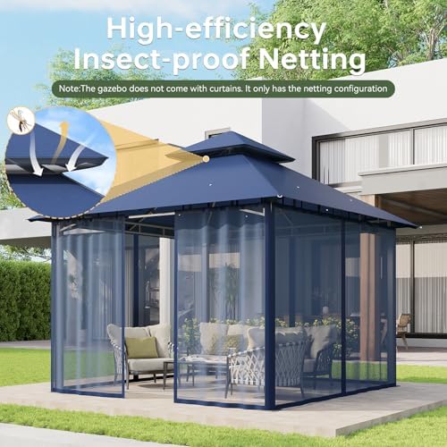 10x10 Outdoor Gazebo with Hanging Light, Blue in Blue, alternate view 6