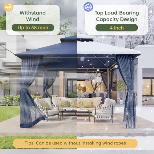 10x10 Outdoor Gazebo with Hanging Light, Blue in Blue, alternate view 7