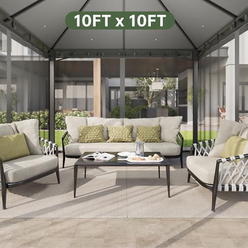 10x10 Outdoor Gazebo with Hanging Light, Gray in Gray, alternate view 6