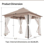 10x10 Outdoor Gazebo with Netting & Double Roof, alternate view 2