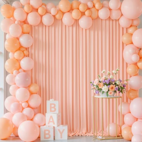 10x10 Peach Backdrop Curtain for Parties Baby Shower Wrinkle Free Peach Photo Curtains Backdrop Drapes Fabric