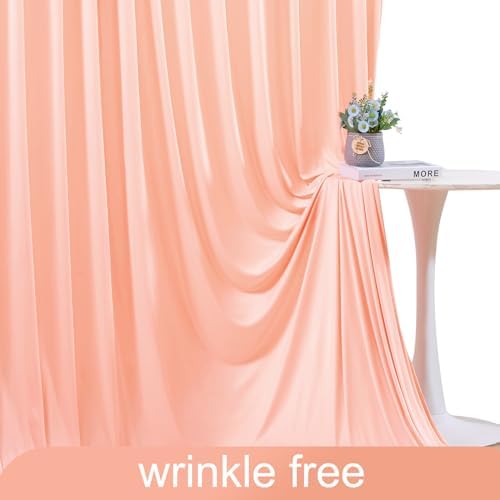 10x10 Peach Backdrop Curtain for Parties Baby Shower Wrinkle Free Peach Photo Curtains Backdrop Drapes Fabric, alternate view