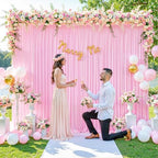 10x10 Pink Backdrop Curtain for Parties Baby Shower Wrinkle Free Pink Photo Curtains Backdrop Drapes Fabric