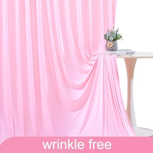 10x10 Pink Backdrop Curtain for Parties Baby Shower Wrinkle Free Pink Photo Curtains Backdrop Drapes Fabric, alternate view 6