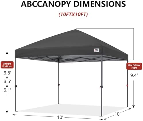 10x10 Pop Up Canopy, Heavy Duty Weather Protection, Dark Gray in Dark Gray, alternate view 3